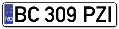 Placuta inmatriculare numar auto  BC-309-PZI, BC 309 PZI, BC309PZI