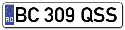 Placuta inmatriculare numar auto  BC-309-QSS, BC 309 QSS, BC309QSS