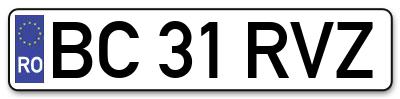 Placuta inmatriculare numar auto  BC-31-RVZ, BC 31 RVZ, BC31RVZ