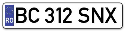 Placuta inmatriculare numar auto  BC-312-SNX, BC 312 SNX, BC312SNX