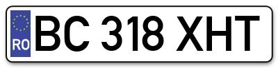 Placuta inmatriculare numar auto  BC-318-XHT, BC 318 XHT, BC318XHT