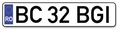 Placuta inmatriculare numar auto  BC-32-BGI, BC 32 BGI, BC32BGI