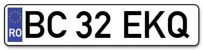 Placuta inmatriculare numar auto  BC-32-EKQ, BC 32 EKQ, BC32EKQ