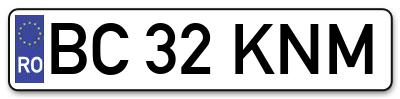 Placuta inmatriculare numar auto  BC-32-KNM, BC 32 KNM, BC32KNM