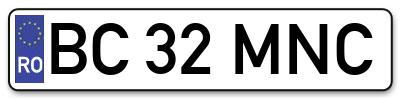 Placuta inmatriculare numar auto  BC-32-MNC, BC 32 MNC, BC32MNC