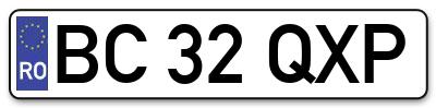 Placuta inmatriculare numar auto  BC-32-QXP, BC 32 QXP, BC32QXP