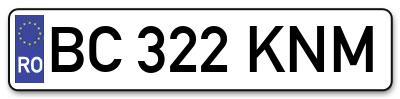 Placuta inmatriculare numar auto  BC-322-KNM, BC 322 KNM, BC322KNM