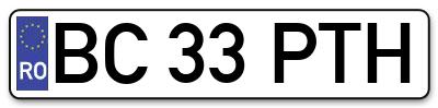 Placuta inmatriculare numar auto  BC-33-PTH, BC 33 PTH, BC33PTH