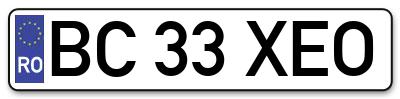 Placuta inmatriculare numar auto  BC-33-XEO, BC 33 XEO, BC33XEO