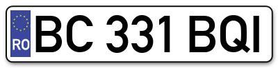 Placuta inmatriculare numar auto  BC-331-BQI, BC 331 BQI, BC331BQI