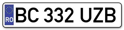 Placuta inmatriculare numar auto  BC-332-UZB, BC 332 UZB, BC332UZB