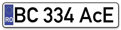 Placuta inmatriculare numar auto  BC-334-AcE, BC 334 AcE, BC334AcE