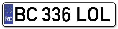 Placuta inmatriculare numar auto  BC-336-LOL, BC 336 LOL, BC336LOL