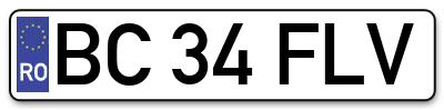Placuta inmatriculare numar auto  BC-34-FLV, BC 34 FLV, BC34FLV
