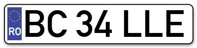 Placuta inmatriculare numar auto  BC-34-LLE, BC 34 LLE, BC34LLE