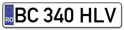 Placuta inmatriculare numar auto  BC-340-HLV, BC 340 HLV, BC340HLV