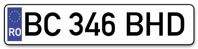 Placuta inmatriculare numar auto  BC-346-BHD, BC 346 BHD, BC346BHD
