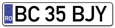 Placuta inmatriculare numar auto  BC-35-BJY, BC 35 BJY, BC35BJY