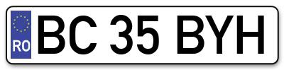 Placuta inmatriculare numar auto  BC-35-BYH, BC 35 BYH, BC35BYH
