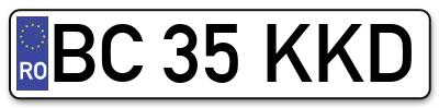 Placuta inmatriculare numar auto  BC-35-KKD, BC 35 KKD, BC35KKD