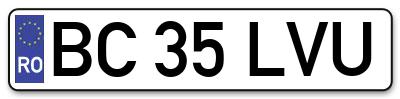 Placuta inmatriculare numar auto  BC-35-LVU, BC 35 LVU, BC35LVU