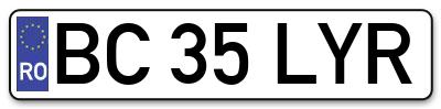 Placuta inmatriculare numar auto  BC-35-LYR, BC 35 LYR, BC35LYR