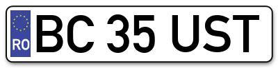 Placuta inmatriculare numar auto  BC-35-UST, BC 35 UST, BC35UST