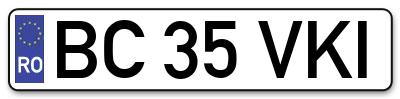 Placuta inmatriculare numar auto  BC-35-VKI, BC 35 VKI, BC35VKI