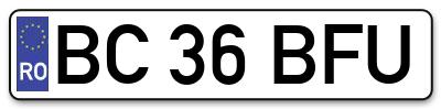 Placuta inmatriculare numar auto  BC-36-BFU, BC 36 BFU, BC36BFU