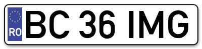 Placuta inmatriculare numar auto  BC-36-IMG, BC 36 IMG, BC36IMG