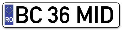 Placuta inmatriculare numar auto  BC-36-MID, BC 36 MID, BC36MID