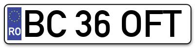 Placuta inmatriculare numar auto  BC-36-OFT, BC 36 OFT, BC36OFT