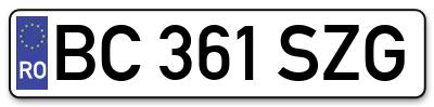 Placuta inmatriculare numar auto  BC-361-SZG, BC 361 SZG, BC361SZG