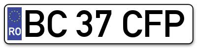 Placuta inmatriculare numar auto  BC-37-CFP, BC 37 CFP, BC37CFP