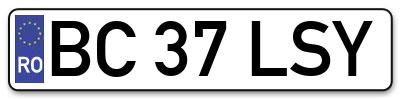 Placuta inmatriculare numar auto  BC-37-LSY, BC 37 LSY, BC37LSY