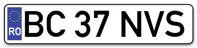 Placuta inmatriculare numar auto  BC-37-NVS, BC 37 NVS, BC37NVS