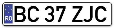 Placuta inmatriculare numar auto  BC-37-ZJC, BC 37 ZJC, BC37ZJC
