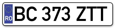 Placuta inmatriculare numar auto  BC-373-ZTT, BC 373 ZTT, BC373ZTT