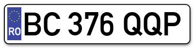 Placuta inmatriculare numar auto  BC-376-QQP, BC 376 QQP, BC376QQP