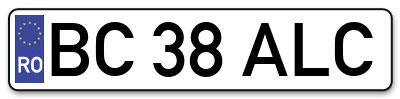 Placuta inmatriculare numar auto  BC-38-ALC, BC 38 ALC, BC38ALC