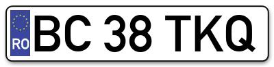 Placuta inmatriculare numar auto  BC-38-TKQ, BC 38 TKQ, BC38TKQ