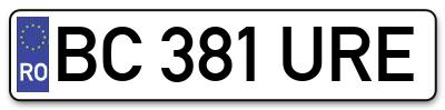 Placuta inmatriculare numar auto  BC-381-URE, BC 381 URE, BC381URE