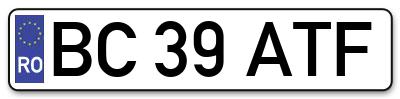 Placuta inmatriculare numar auto  BC-39-ATF, BC 39 ATF, BC39ATF
