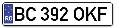 Placuta inmatriculare numar auto  BC-392-OKF, BC 392 OKF, BC392OKF