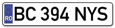Placuta inmatriculare numar auto  BC-394-NYS, BC 394 NYS, BC394NYS
