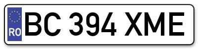 Placuta inmatriculare numar auto  BC-394-XME, BC 394 XME, BC394XME