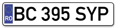 Placuta inmatriculare numar auto  BC-395-SYP, BC 395 SYP, BC395SYP