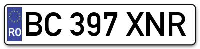Placuta inmatriculare numar auto  BC-397-XNR, BC 397 XNR, BC397XNR