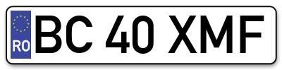 Placuta inmatriculare numar auto  BC-40-XMF, BC 40 XMF, BC40XMF