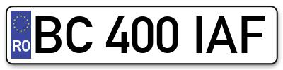 Placuta inmatriculare numar auto  BC-400-IAF, BC 400 IAF, BC400IAF